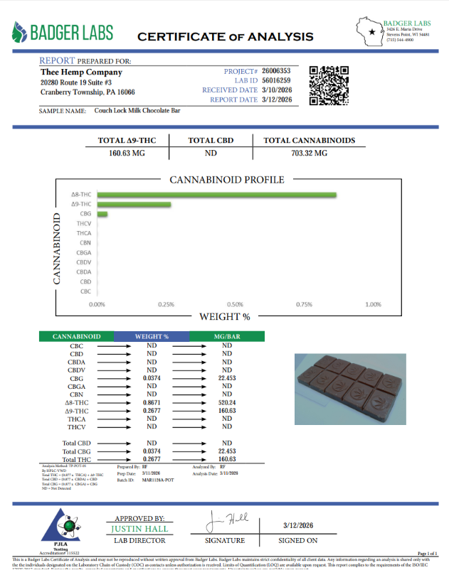 Couch Lock Milk Chocolate Bar