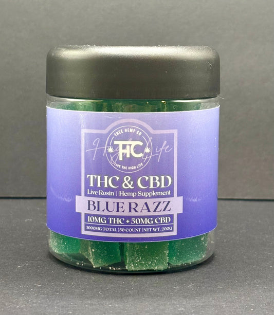 1:5 10mg THC + 50mg CBD Broad Spectrum Live Rosin Cubes